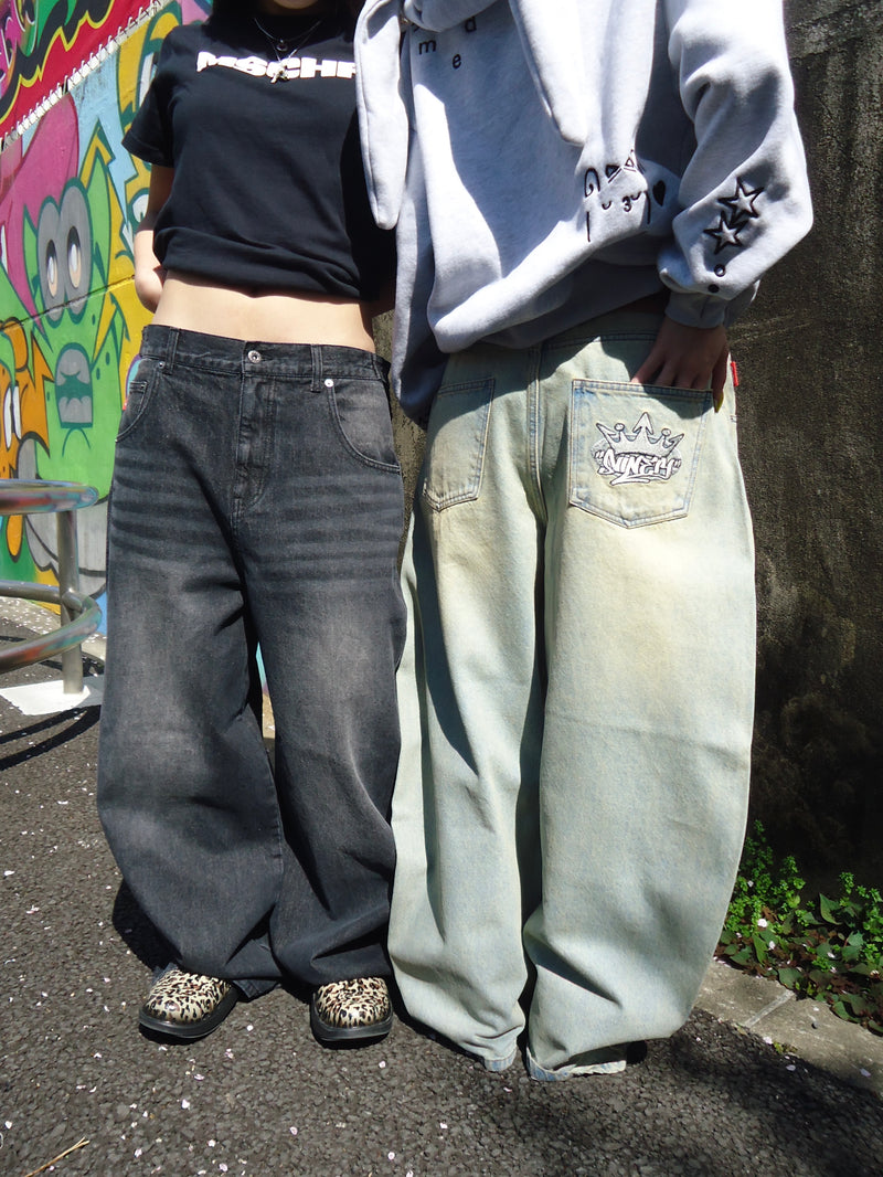 King Logo Slub Denim Buggy Pants – YZ