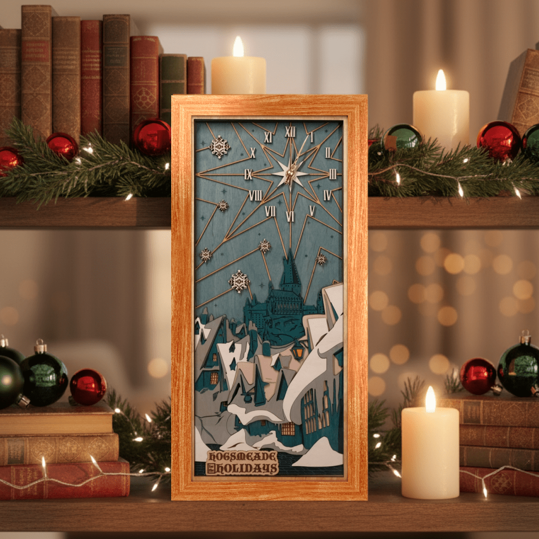 Hogsmeade Holidays 3D Wall Clock – Magical Harry Potter Decor – ZeWood