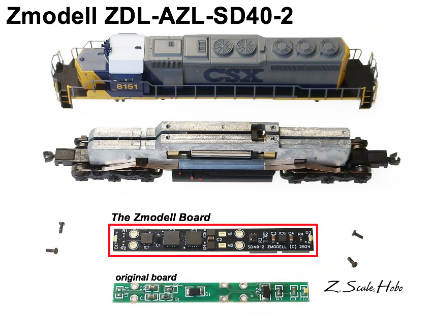 Zmodell AZL SD40-2 DCC Z Scale Decoder: z.scale.hobo