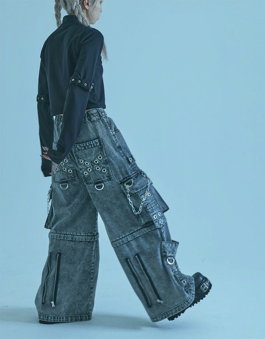 REFLEM【レフレム】2WAYボンテージワイドデニムカーゴパンツ/全2色