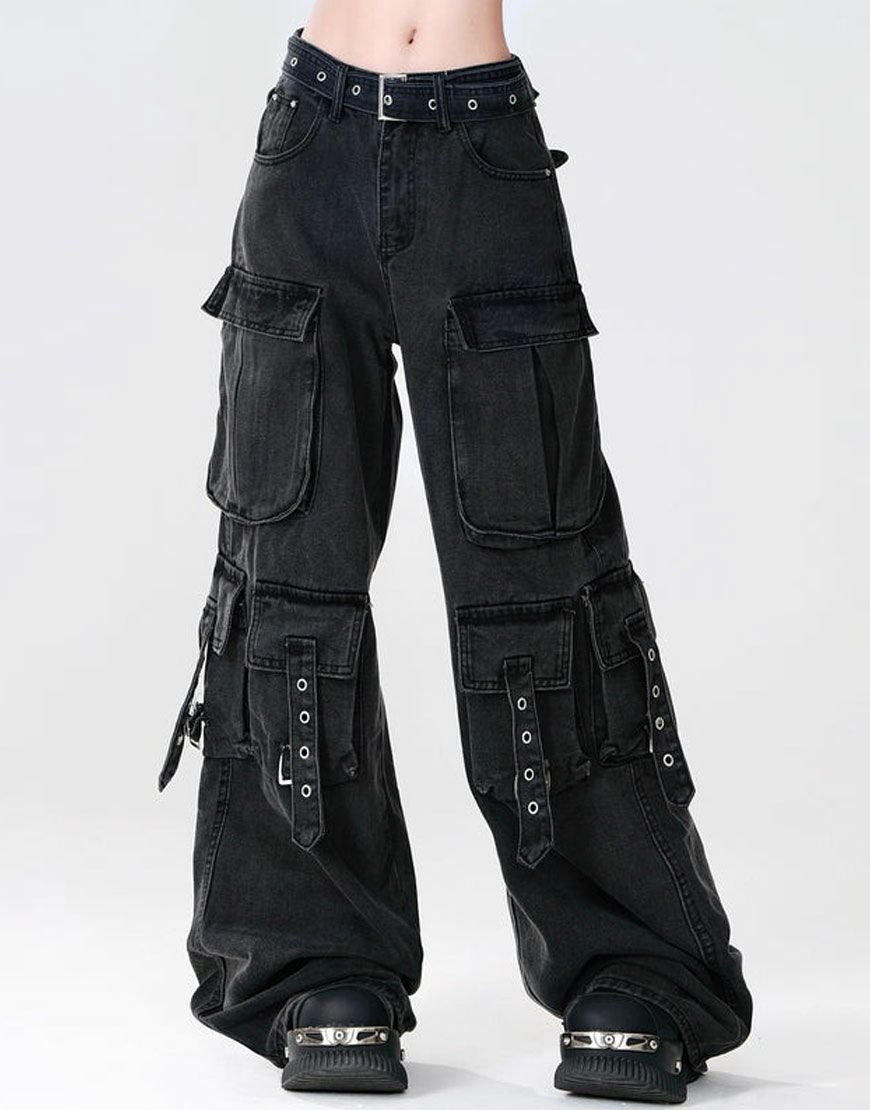 DimMoire【ディムモアール】PUNKワイドパンツ/Black