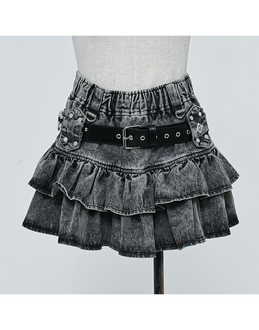 REFLEM【レフレム】弾丸ベルト付きフリルスカート/全2色