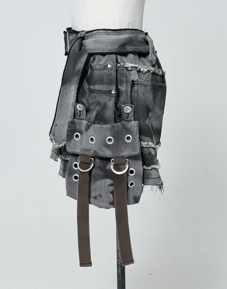 REFLEM【レフレム】アシメプリーツカーゴデニムスカート/全2色