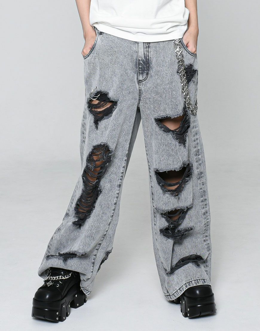 REFLEM【レフレム】2WAYボンテージワイドデニムカーゴパンツ/全2色