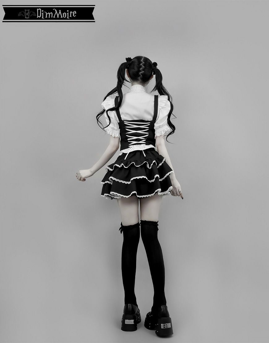 DimMoire【ディムモアール】チャーム付きフリルミニスカート/Black