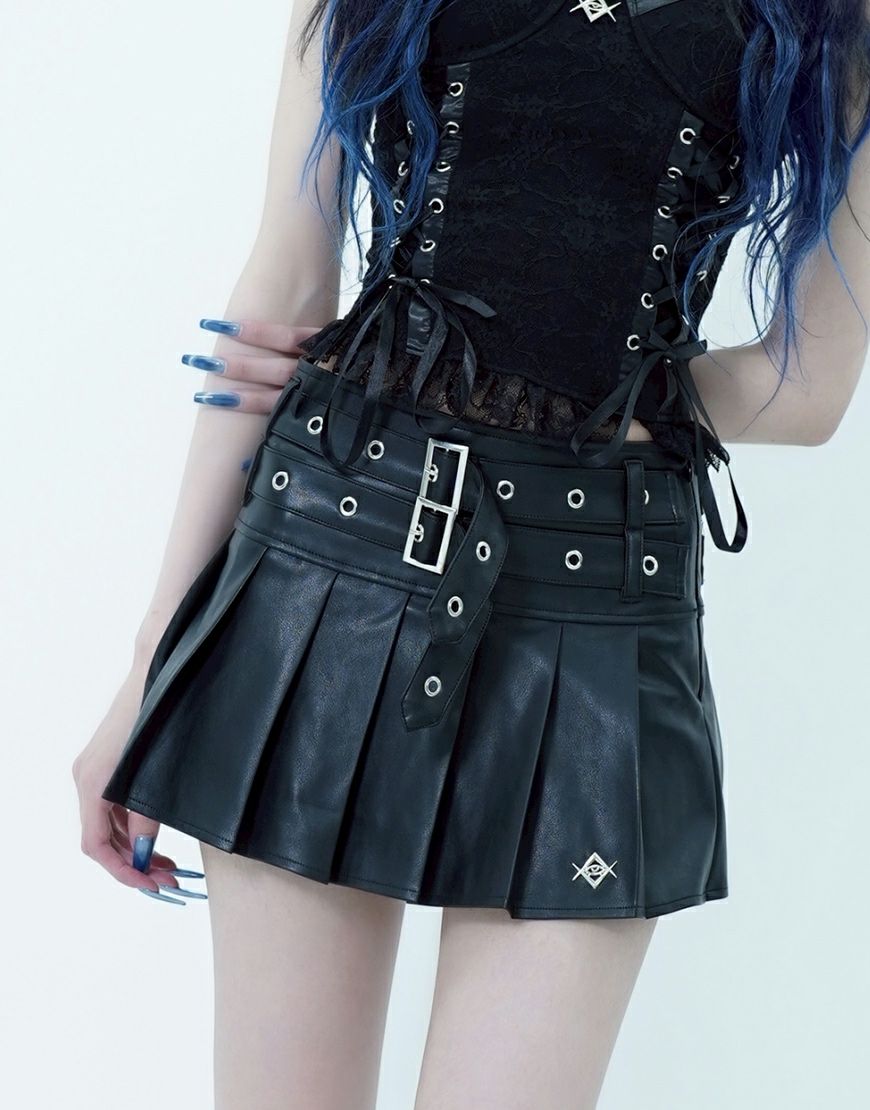 REFLEM【レフレム】ベルト付きプリーツミニスカート/全2色