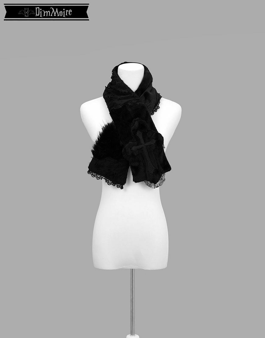 DimMoire【ディムモアール】十字の誓いつぎはぎマフラー/Black
