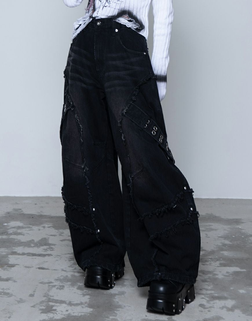 DimMoire【ディムモアール】PUNKワイドパンツ/Black