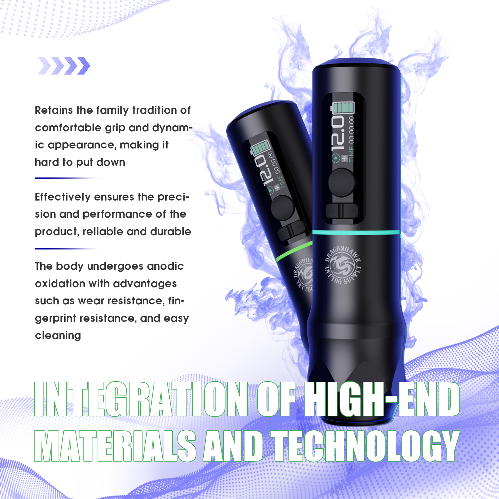 Dragonhawk X20 PRO Rotary Wireless Tattoo Machine Bluetooth LED