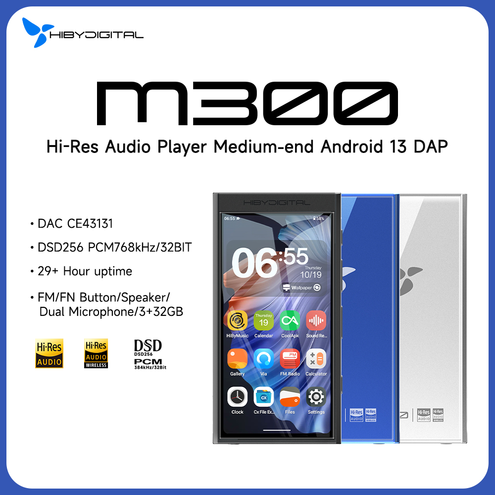 HiBy デジタル M300 Android 13 音楽プレーヤー MP3 HiFi オーディオ