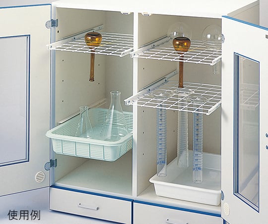 3-5312-15 ダストアウトR（ガラス器具保管庫）用スライドバスケット 浅