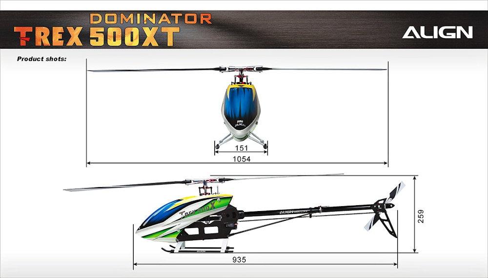 Align T-REX 500X Dominator Top Combo Torque Tube RH50E22 RC Helicopter