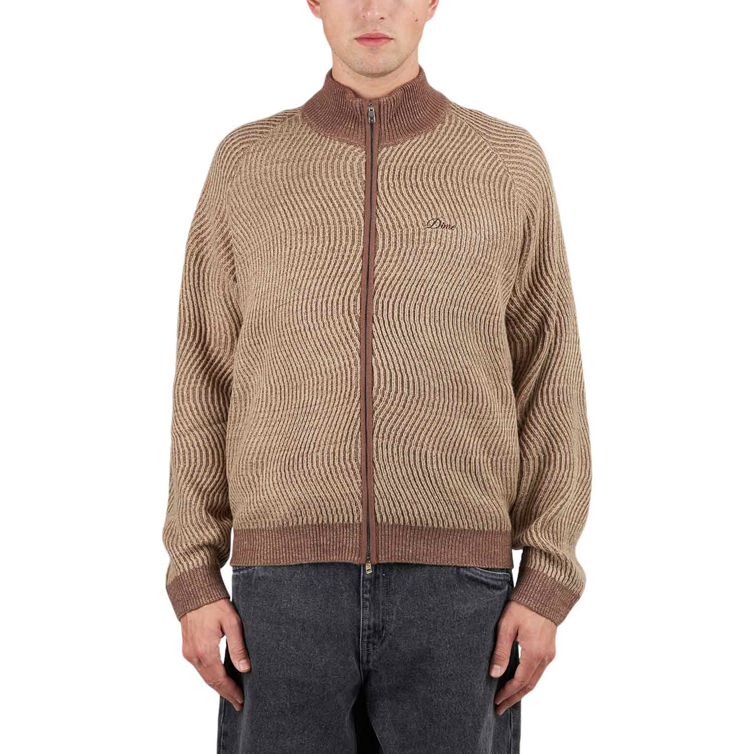 Dime Double Zipper Knit (Beige / Brown) DIMEHO245CAM - Allike Store