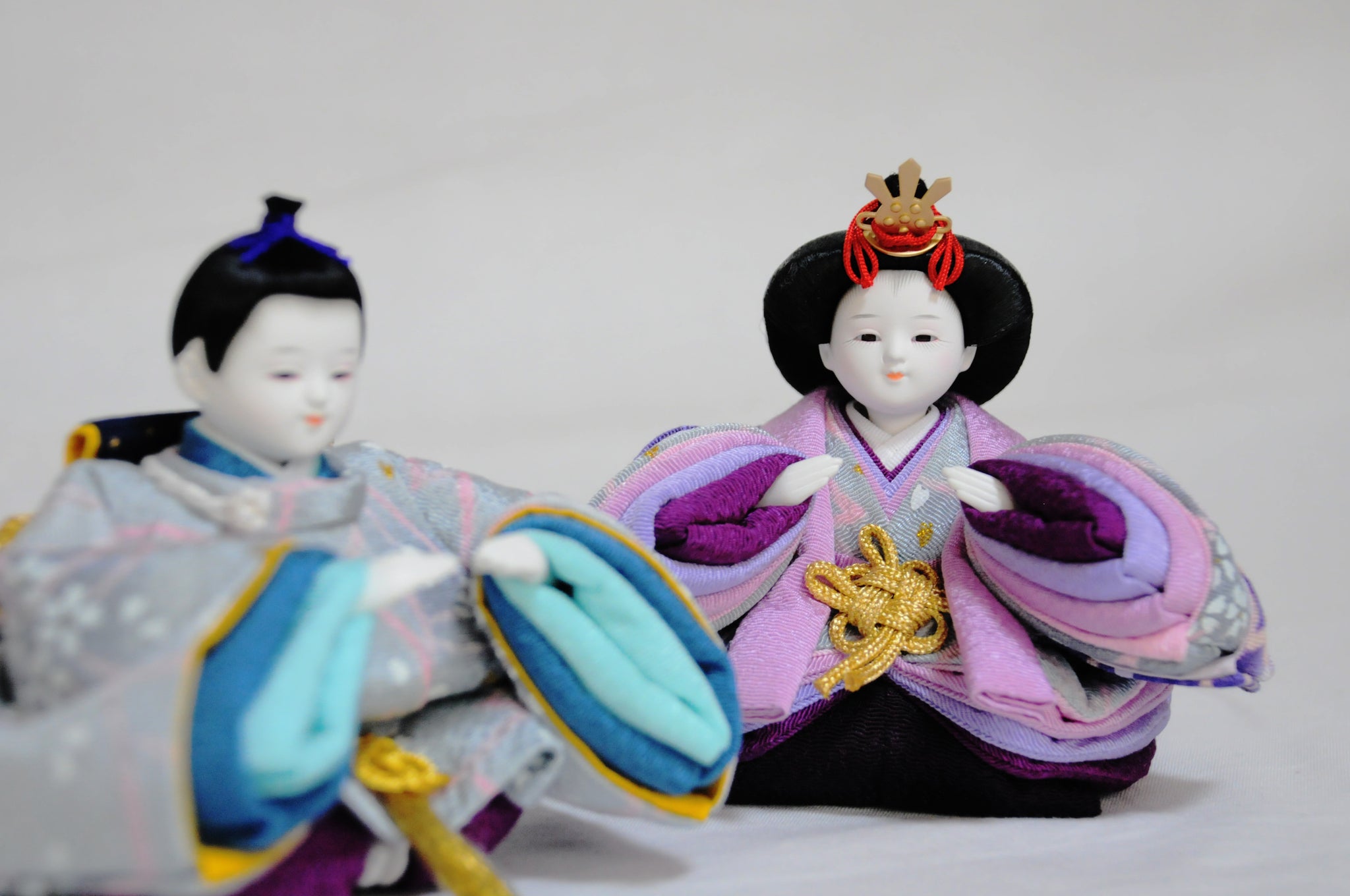 みやび雛 紫/薄墨(ちりめん) ・平飾りセット/ひな人形/桃の節句