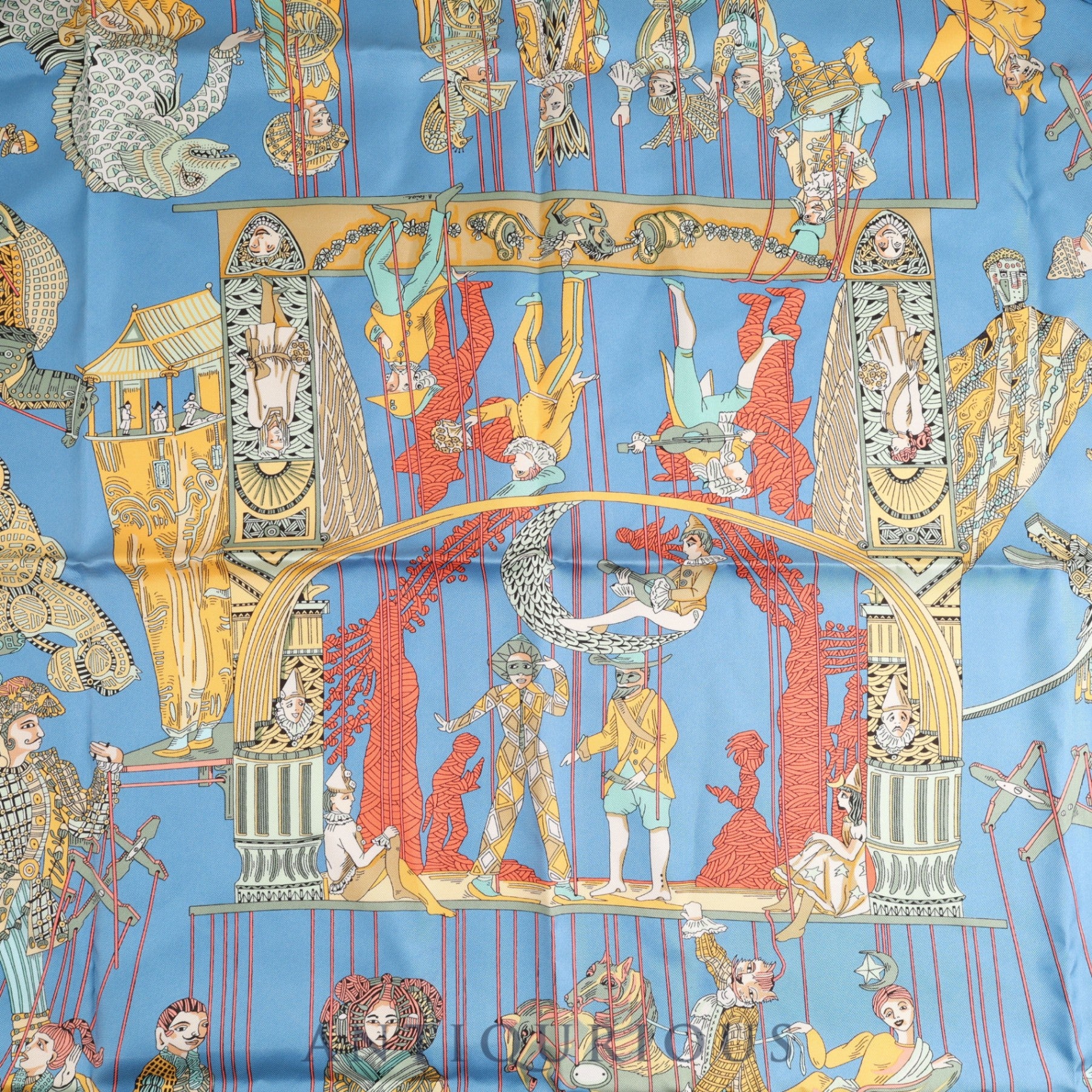 Hermes scarf Carré 90 LE TEMPS des MARIONNETTES Marionette Time