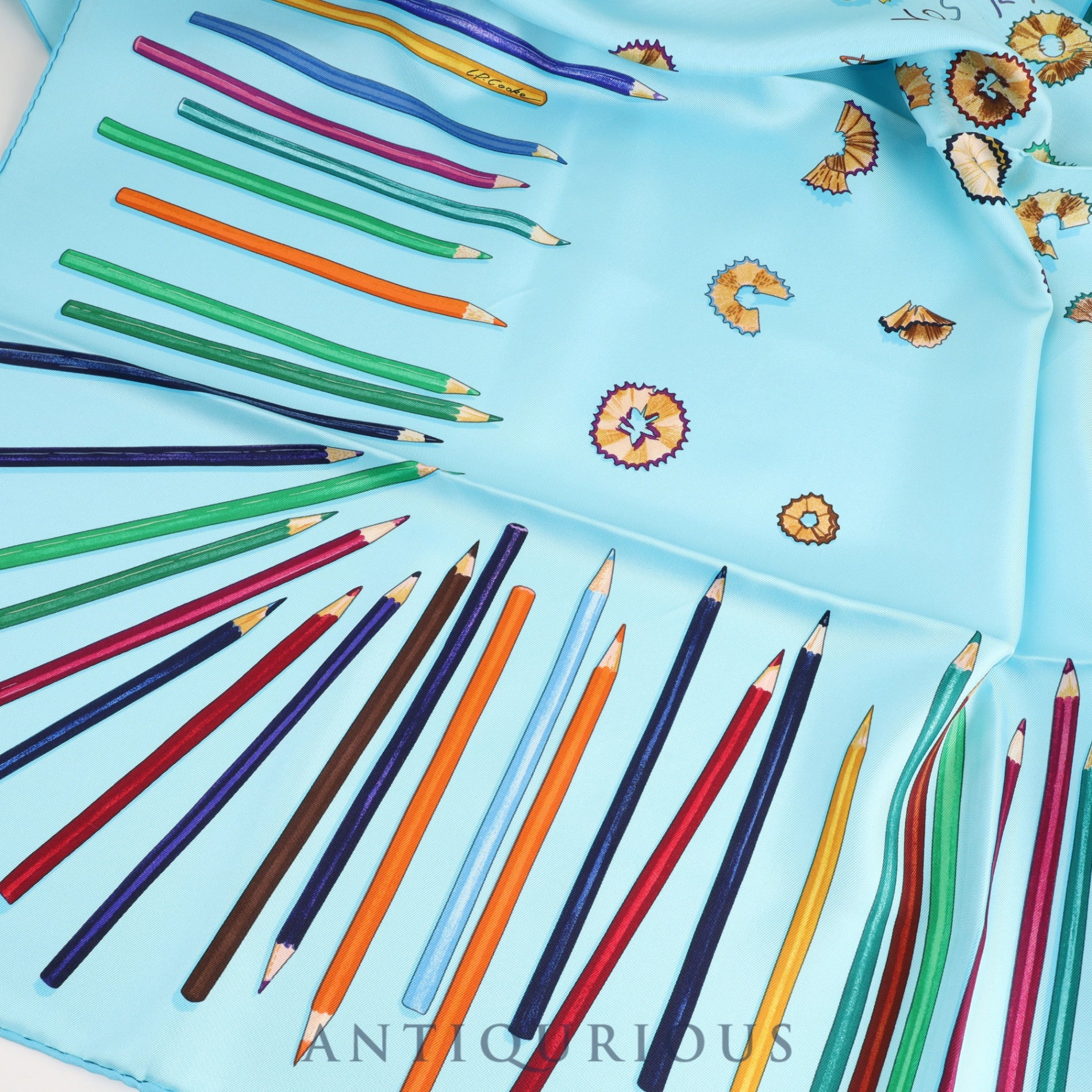 エルメス スカーフ カレ90 A VOS CRAYONS さあ色鉛筆を出して SILK100