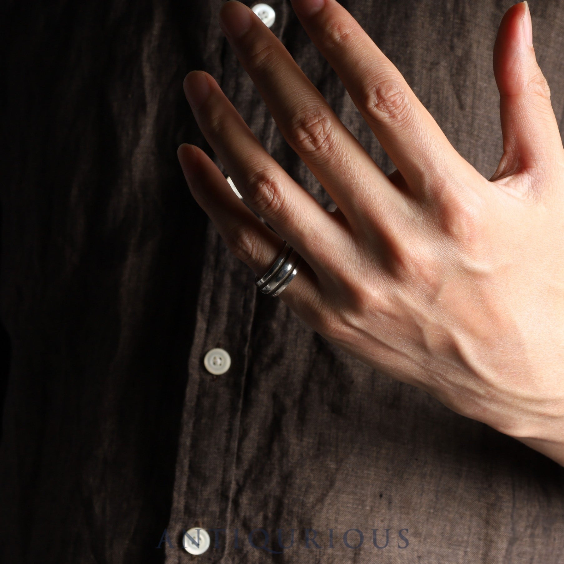 ティファニー リング グルーブド ダブルライン スターリングシルバー