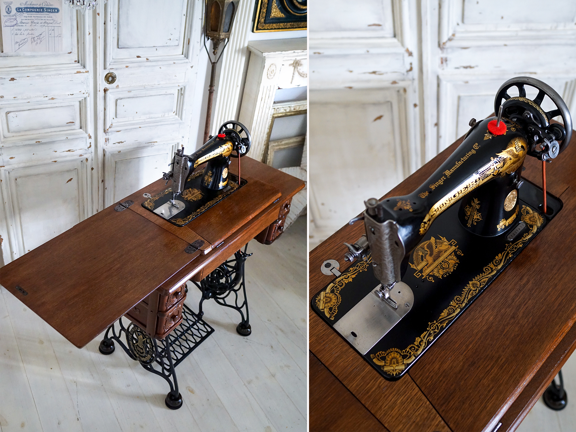 Singer 15K アンティーク足踏みミシンの魅力と実用性 - アンティーク