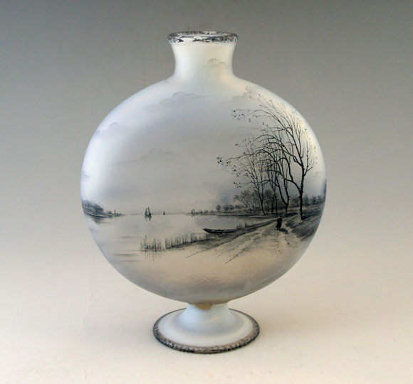 12cm ドーム ナンシー 冬景色 鉢 ボウル 美品 花器 アール ヌーボー