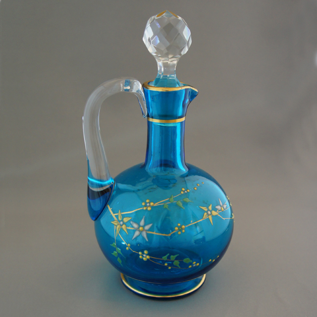 オールドバカラ「青色ガラス 草花文 リキュールセット」《アンティック