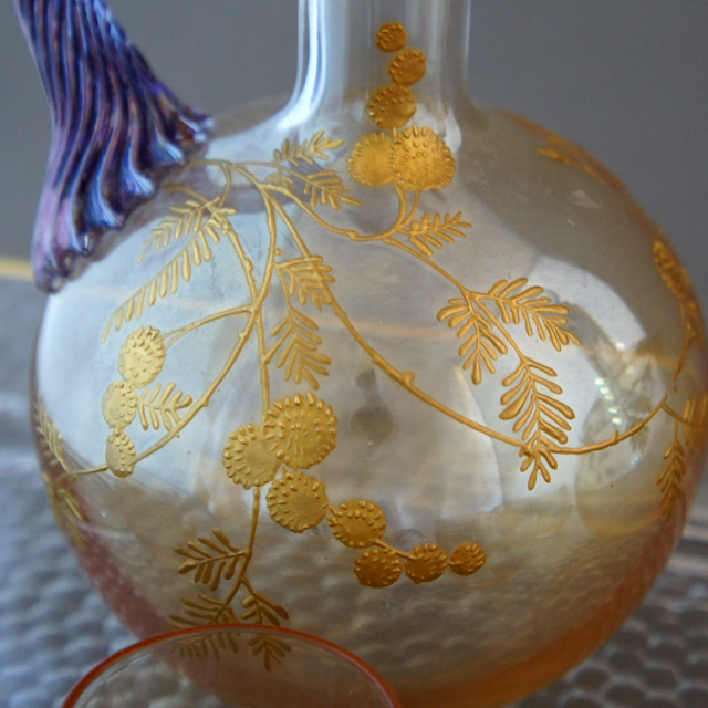 オールドバカラ「金彩 ラスター彩 草花文 リキュールセット