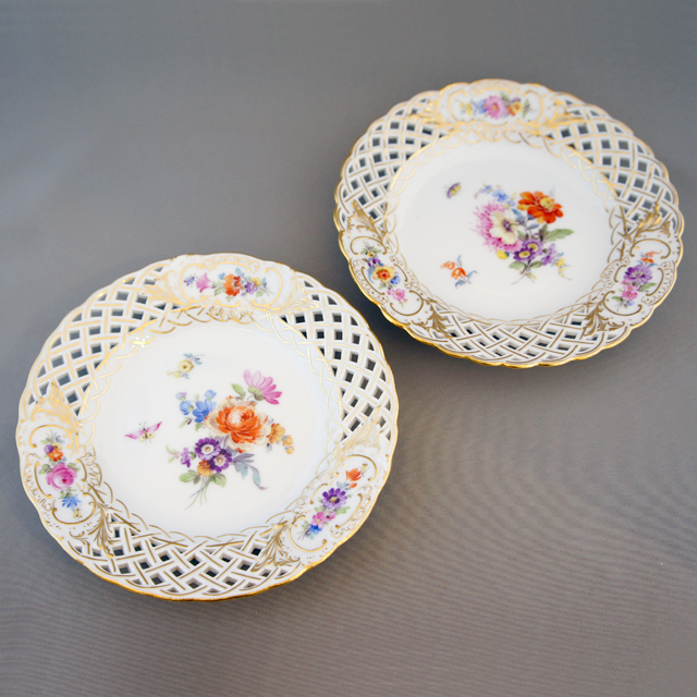 マイセン「花文様 透かし彫り コンポートセット」《アンティックかとう》