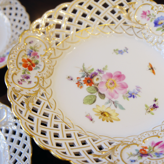 マイセン「花文様 透かし彫り コンポートセット」《アンティックかとう》