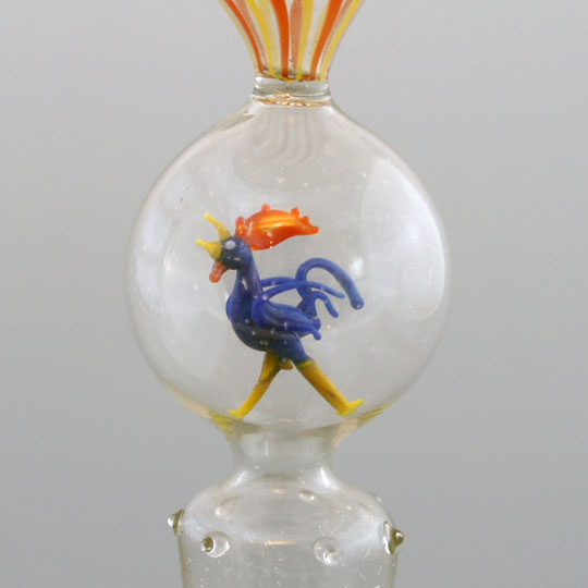 ビミニ「青いにわとりフィギュア入りグラス」《アンティックかとう》