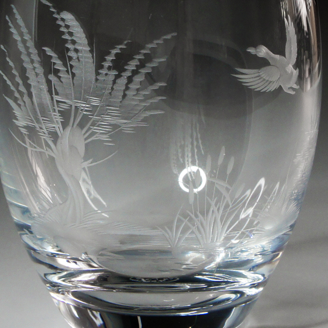 オールドバカラ「鳥に風景文ロックグラス」《アンティックかとう》