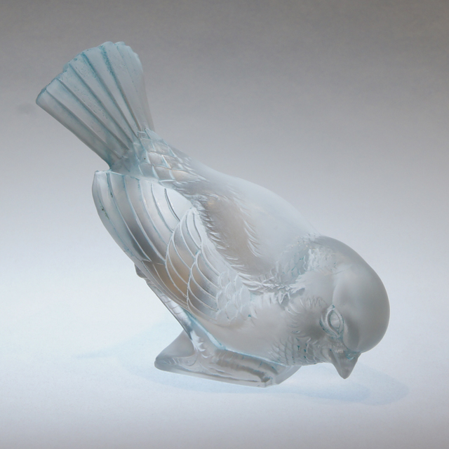 ルネ・ラリック「ペーパーウェイト 勇ましいスズメ」《アンティック