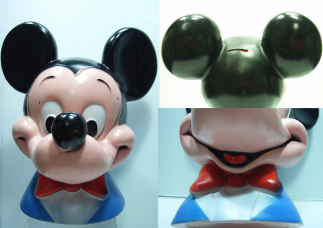 ミッキーマウス ソフビ人形 貯金箱 大型 26．0cm 545g 当時物