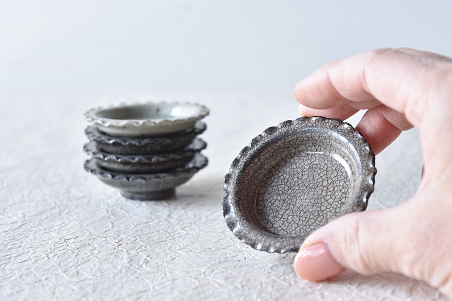 御深井 ひだ皿 豆皿 江戸時代 6枚セット小皿 茶道具 和食器 古陶磁器