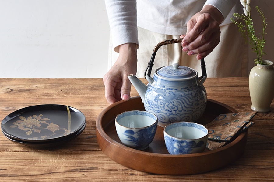 天然木製漆塗 時代蒔絵 花鳥 図変わり 菓子皿 5枚セット No.3 - 生活