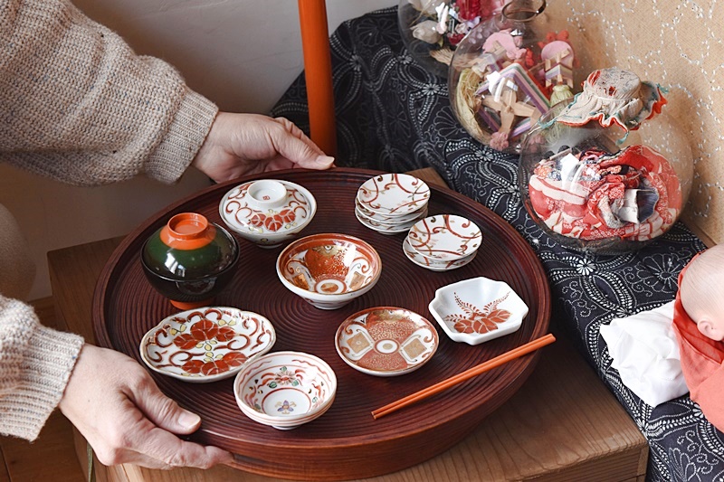 雛道具 九谷 朱赤金彩豆皿 - 生活骨董と古布のアンティークショップ