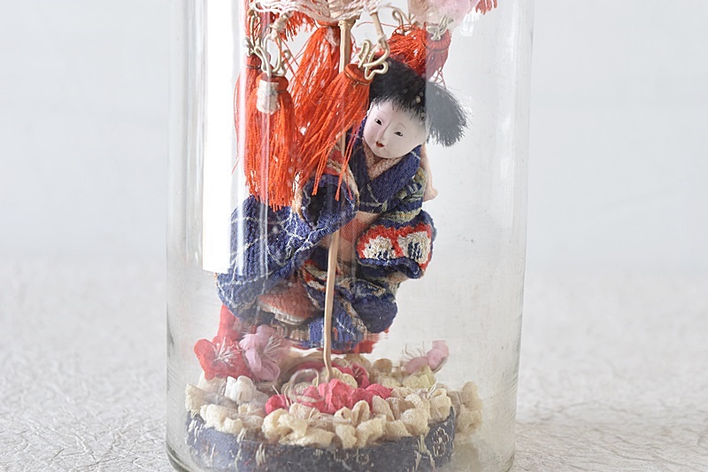 びん細工 パラソルの豆市松人形 豆いちまさん ちりめん細工 - 生活骨董