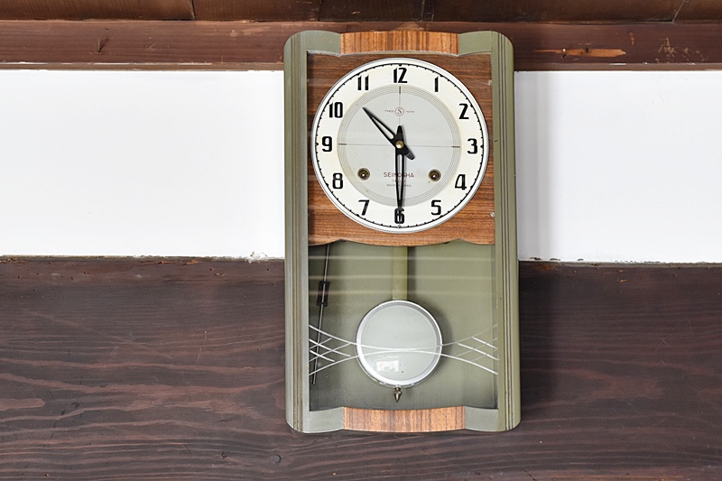 精工舎 柱時計 グリーン 14day 1950年代 セイコー seiko - 生活骨董と
