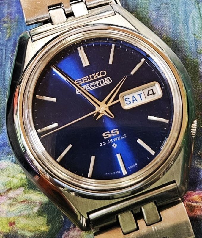 セイコー・ファイブアクタス・紳士自動巻き・綺麗なブルー文字板
