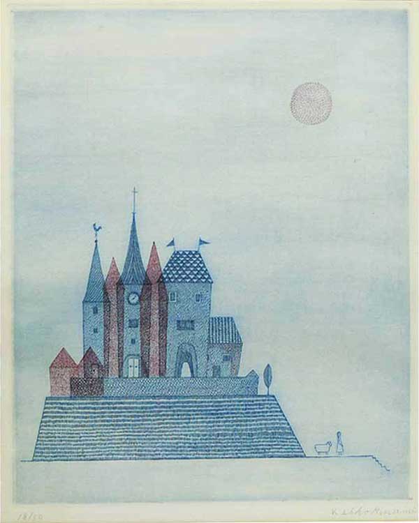 南桂子の銅版画 エッチング 「青い城」 をヤフオク！に出品中です