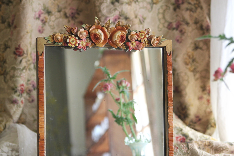 アンティークバーボラミラー 薔薇 イギリス アンティークストリュフ