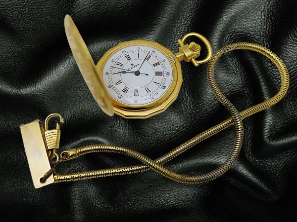 HB-0089| エドックス 懐中時計 ポケットウオッチ 金張り 16角ハンター