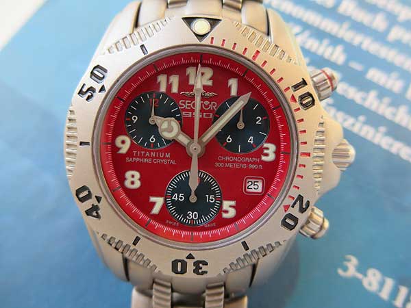S-1109| セクター 950クロノグラフ チタン製 希少赤文字盤 クォーツ