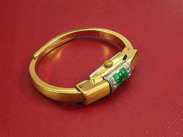 チャンドラー バングル型 七宝装飾腕時計 10KGF 手巻き式 | アンティー