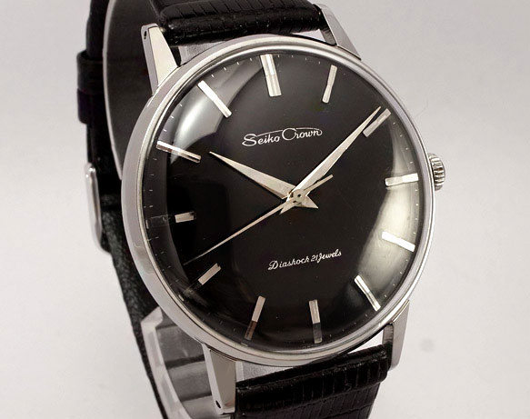 セイコー クラウン ブラック文字盤 SSケース | アンティーウオッチマン