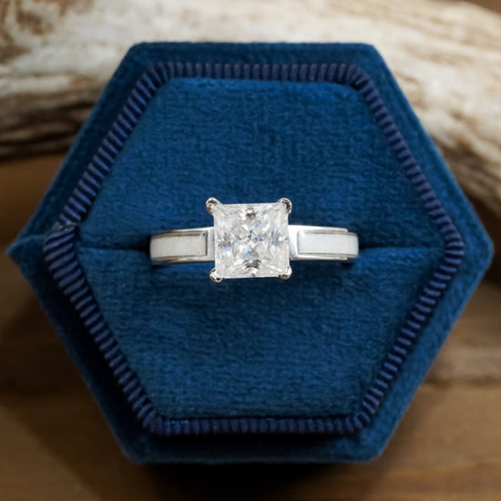 Lux Silver Creeks Wedding Set | Moissanite & Turquoise Rings