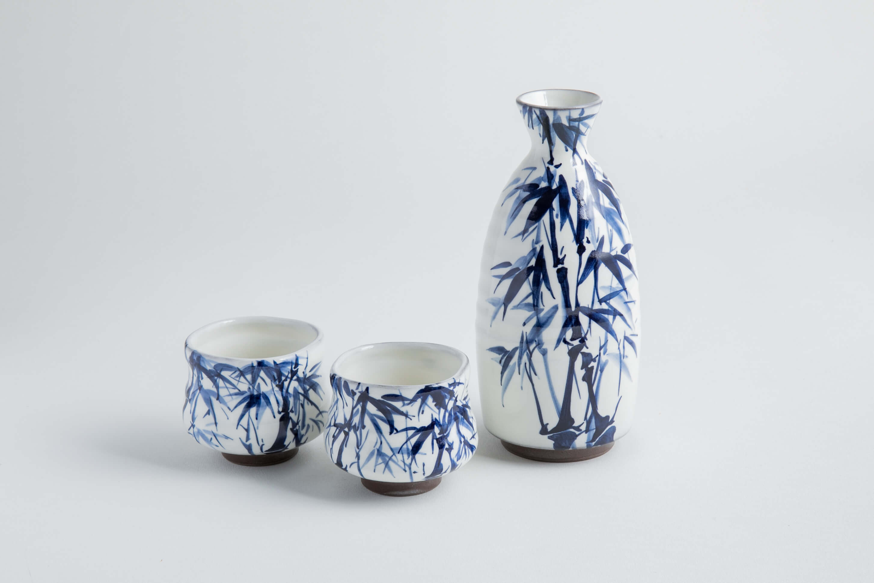 茶道具 染付 竹文 茶入 時代箱付 V 7289 茶道具 染付 竹文 茶入 時代箱