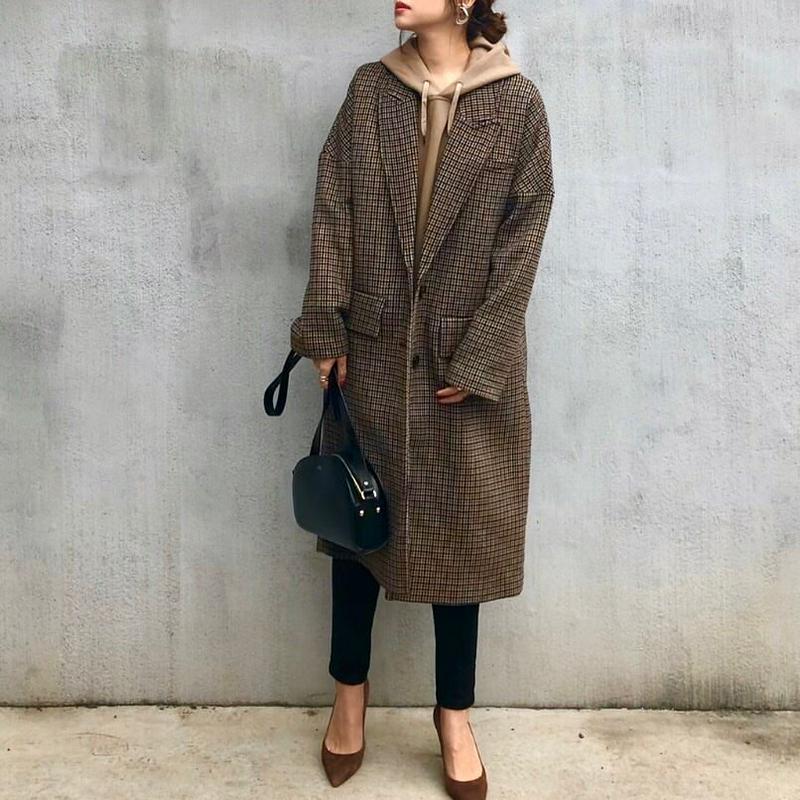manao / ZARA(ザラ)の「チェック柄オーバーサイズコート」をあわせた