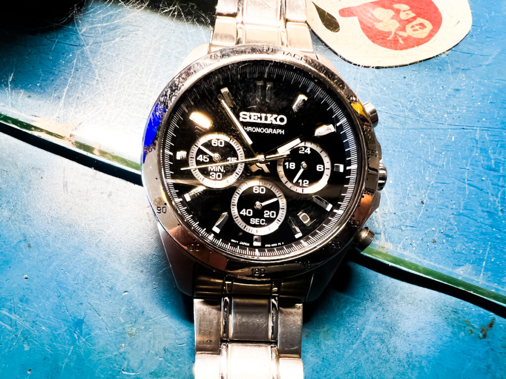 セイコークロノグラフ電池交換のご依頼。SEIKO Chronograph battery