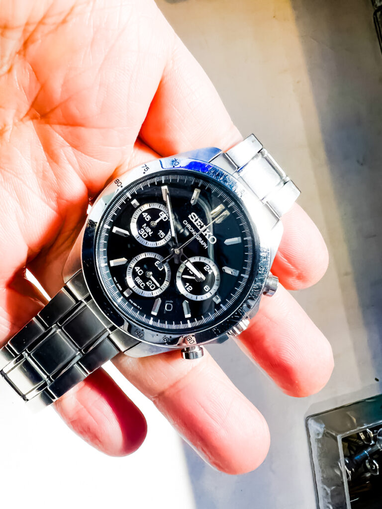 セイコークロノグラフ電池交換のご依頼。SEIKO Chronograph battery