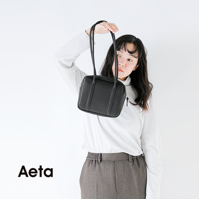 Aeta アエタ ディアレザー スクエア ボストン ロング ハンドル バッグ