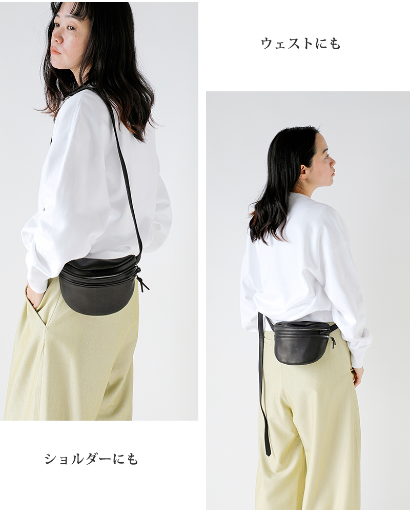 【美品】アエタ　ボディバッグ　ウエストポーチ　S ディアスキン　レザー　ブラック Aeta (アエタ) WAIST POUCH : S / ウエストポーチ S